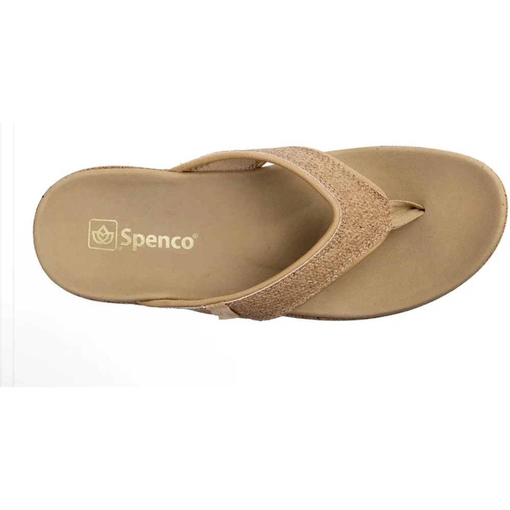Spenco Sandal Willow Wedge Cork Tan Womens 9 Medium Arch Support Orthotic‎ New